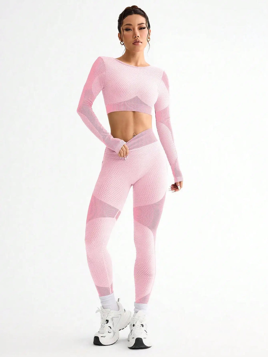 Naadloze sportset met crop top - afbeelding 7