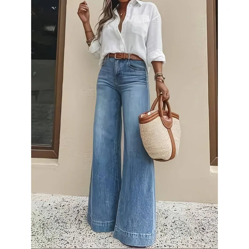 Dames high waist wide leg jeans