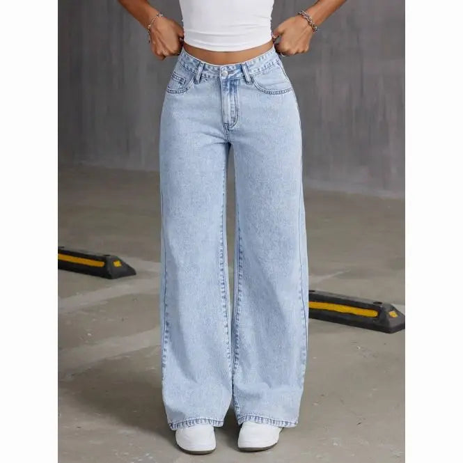 Y2K straight dark denim broek