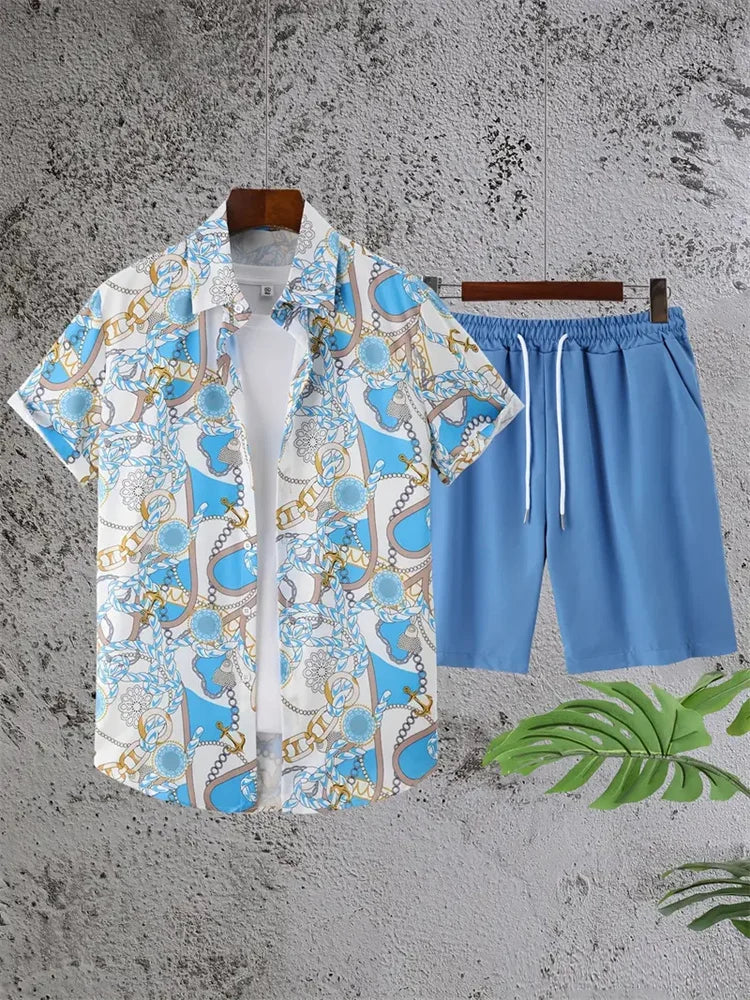 Hawaiiaanse heren 2-delige set met bladprint