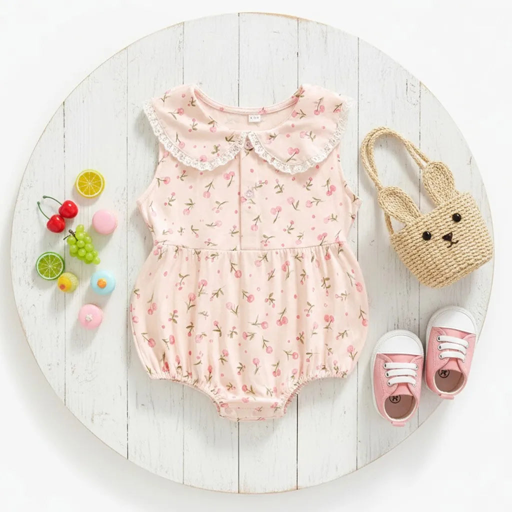 Babybodysuit met kant, mouwloos