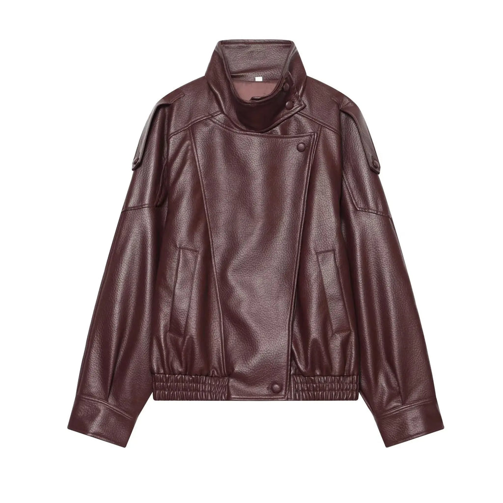 Oversized leren jack - afbeelding 16