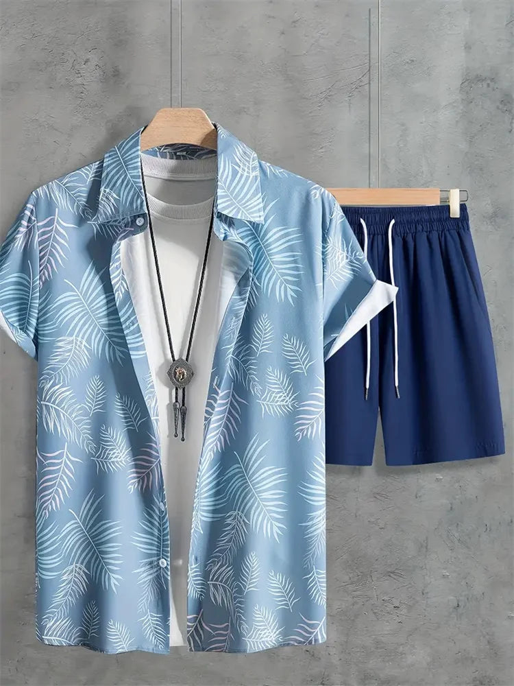 Hawaiiaanse heren 2-delige set met bladprint