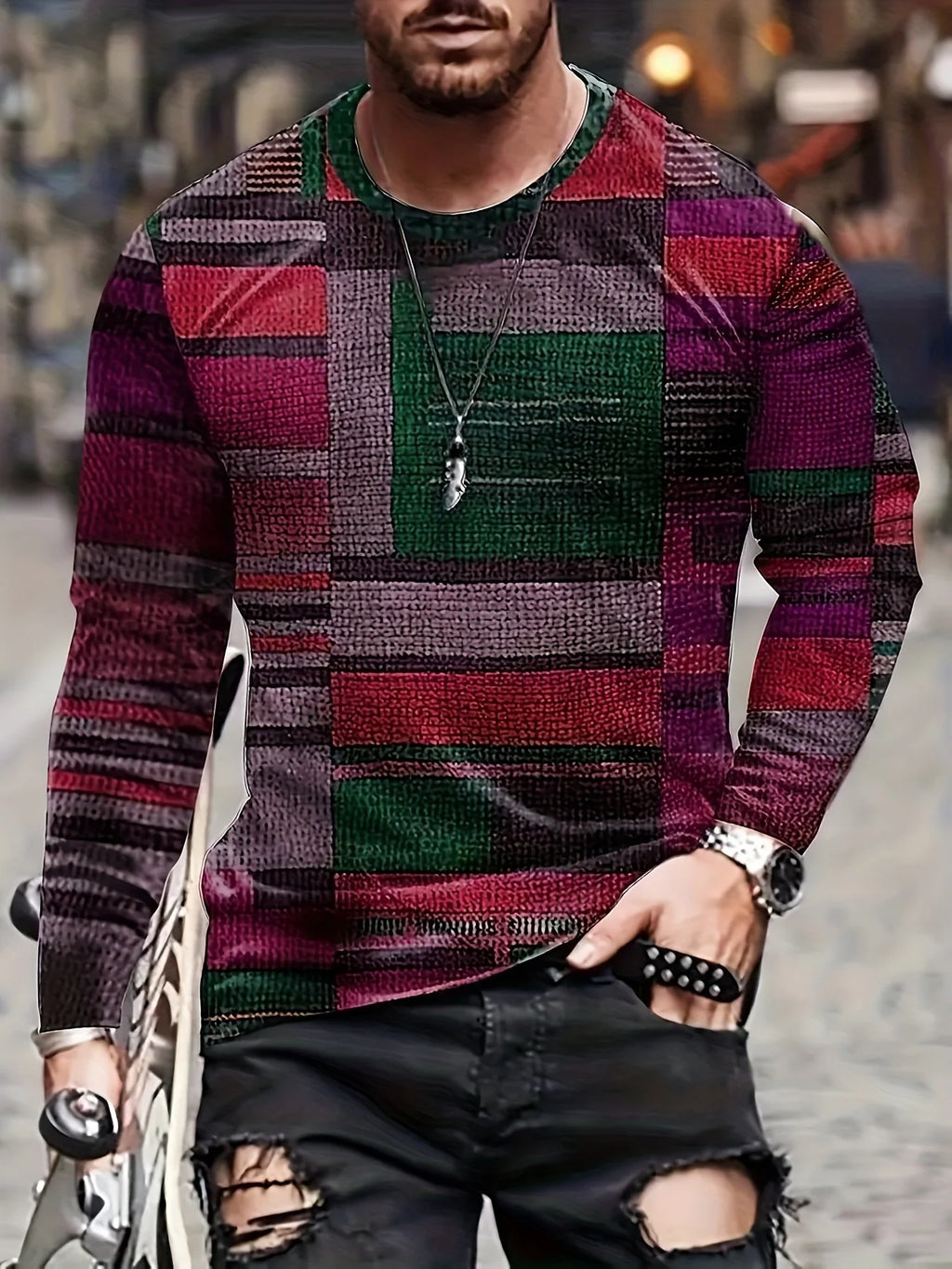 Longsleeve met blokpatroon - afbeelding 2