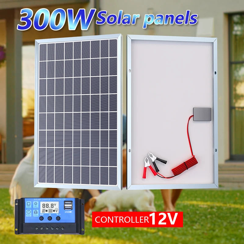 300W zonnepaneel kit, compleet met kabels