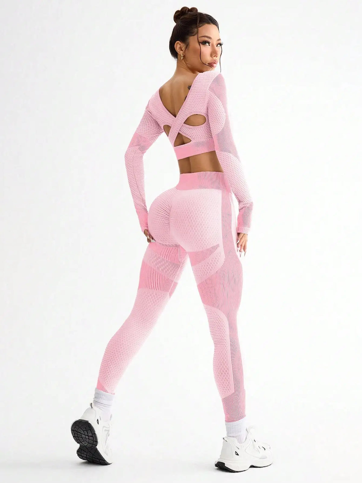 Naadloze sportset met crop top - afbeelding 14