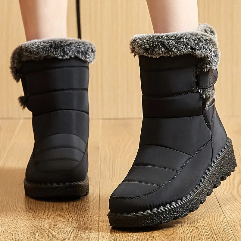 Gevoerde snowboots met klittenband - afbeelding 2