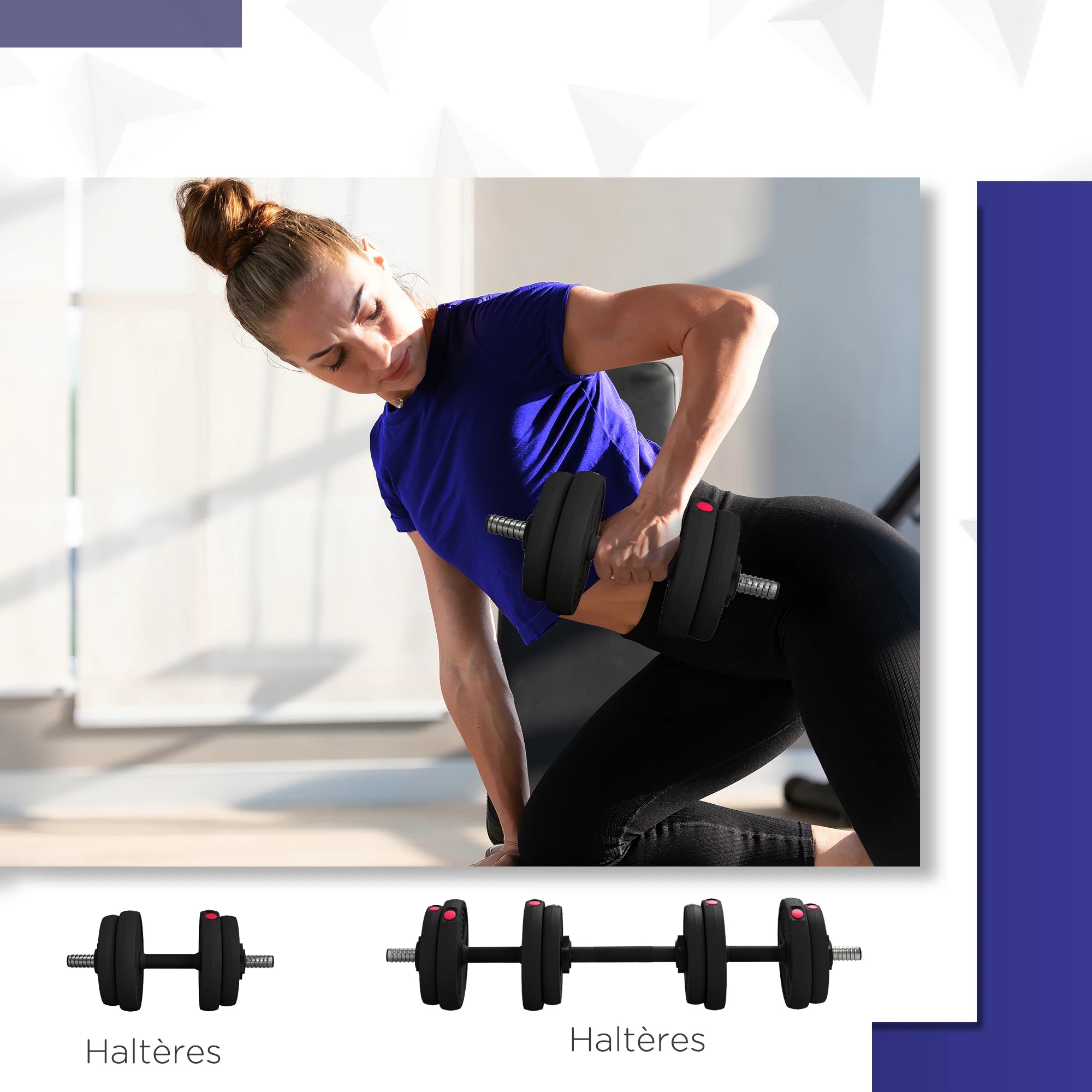 Verstelbare dumbbells met antislip handgrepen