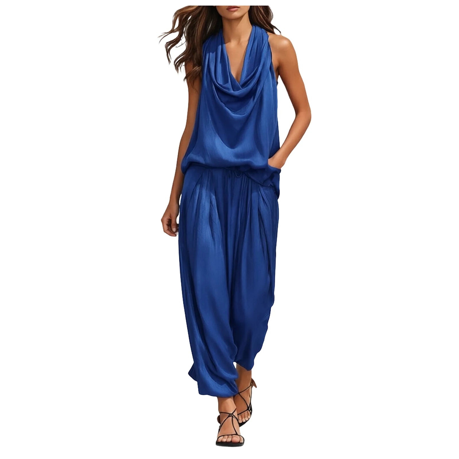 Elegante satijnen 2-delige dames set