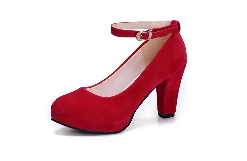 Suède pumps met enkelbandje - afbeelding 7