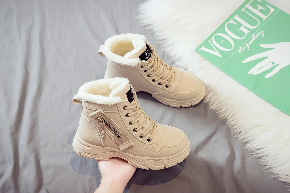 Gevoerde veterboots met plateauzool - afbeelding 5