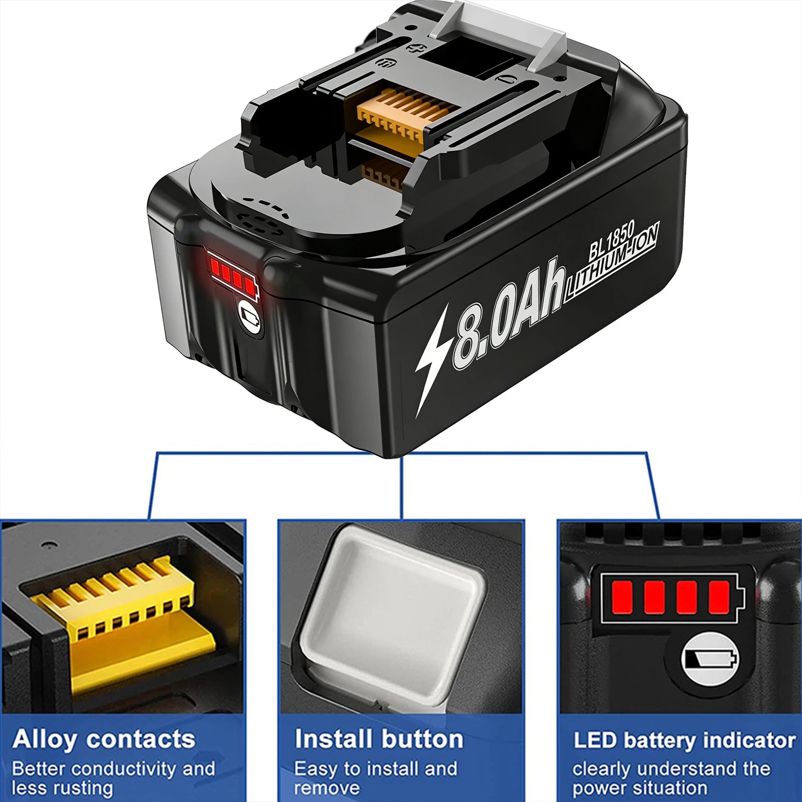 Vervangende Accu 8000mAh voor Makita 18V (met lader)