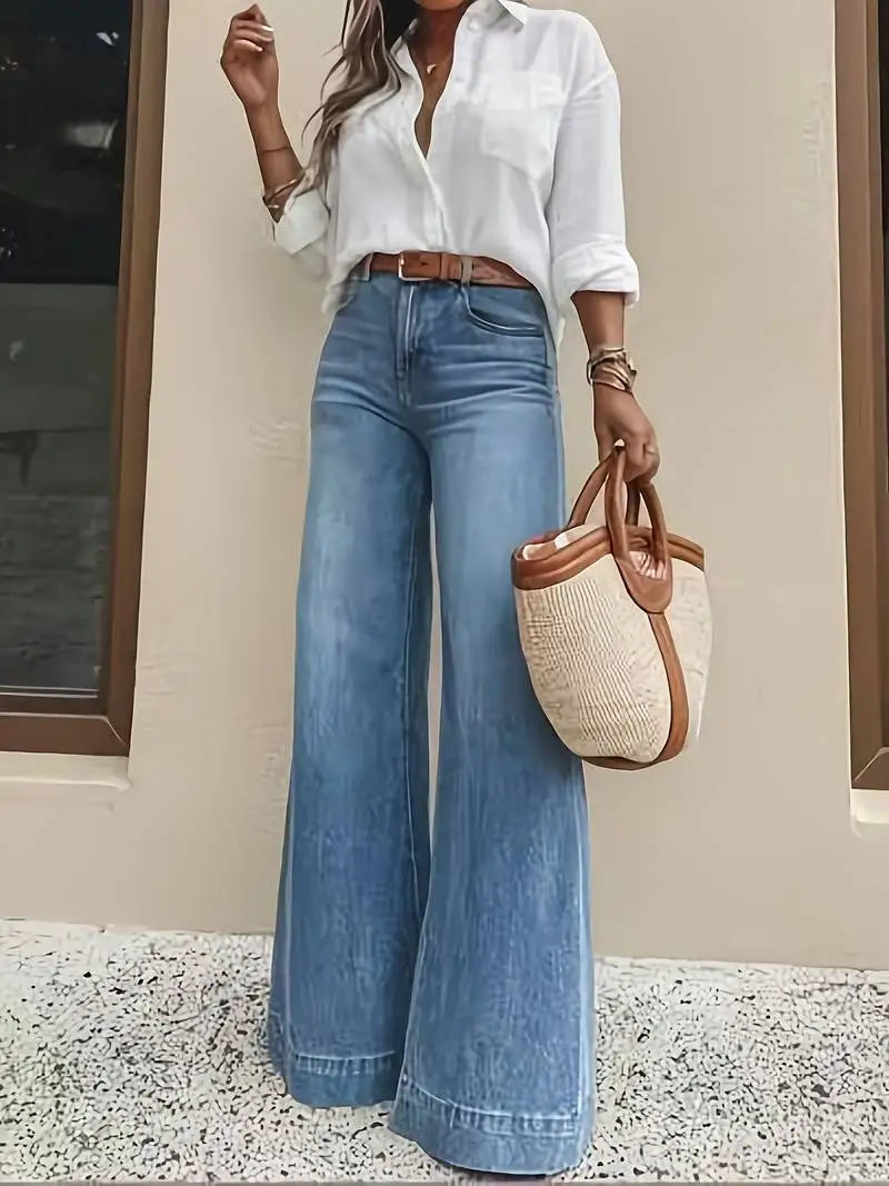 Dames high waist wide leg jeans