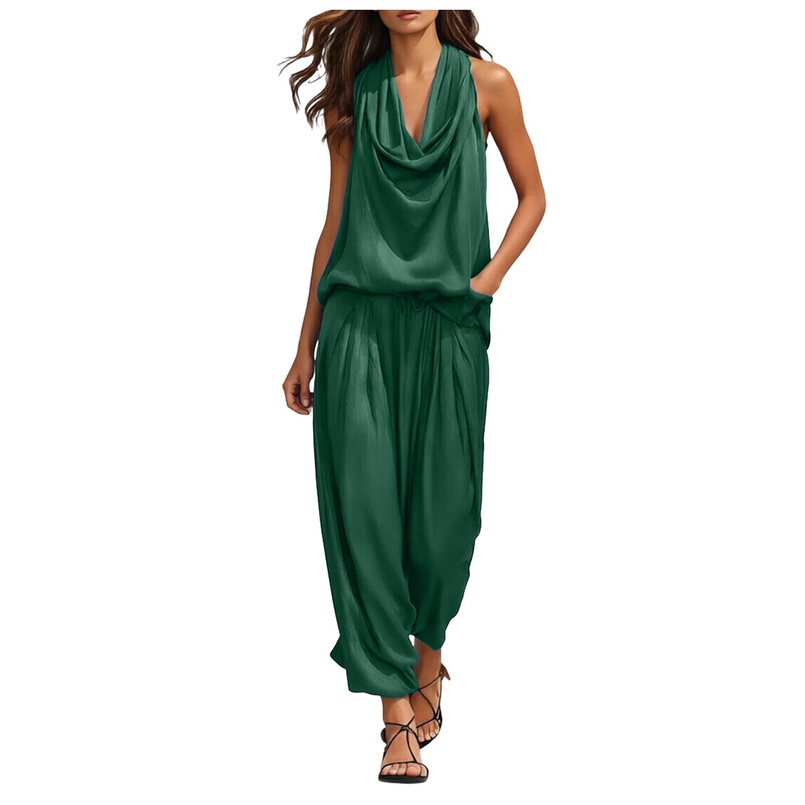 Elegante satijnen 2-delige dames set
