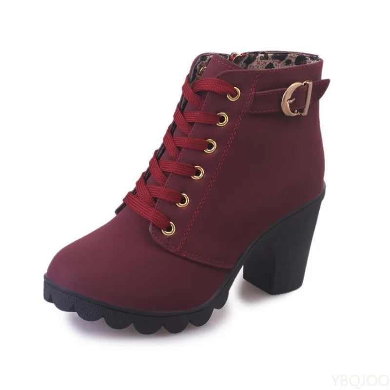 Veterboots met blokhak - afbeelding 2